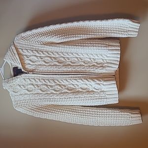 Ralph Lauren Chunky Knit Wool Blend Full Zip Sweater with Hood Medium M